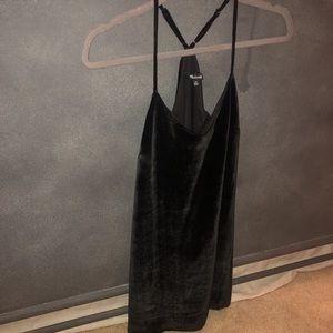 Madewell Black Velvet Mini Slip Dress